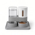 MEALIO Station gravity pet feeder and water bowl, grey base with clear water tank and white food hopper